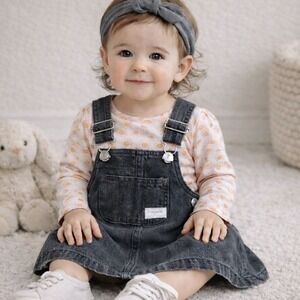 7 For All Mankind Baby 12M 2 Piece Skirtall‎ Set Top Denim Overall Dress